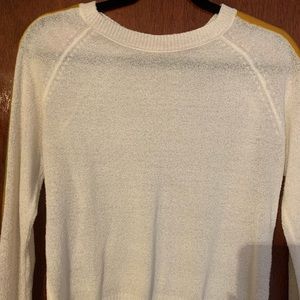 White linen long sleeve shirt. Colorful sleeve